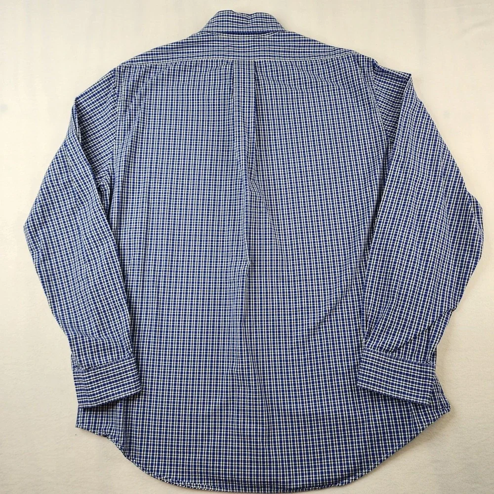 Brooks Brothers Regent Shirt Mens Large Blue Black Plaid Button Down Long Sleeve